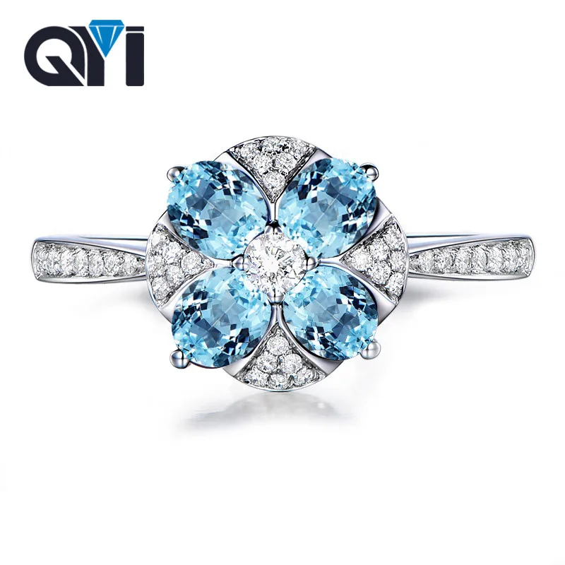 

QYI Trendy 2 ct Natural Sky Blue Topaz colorful gems Women Engagement Ring 925 Sterling Silver Gemstone Fine Party Jewelry