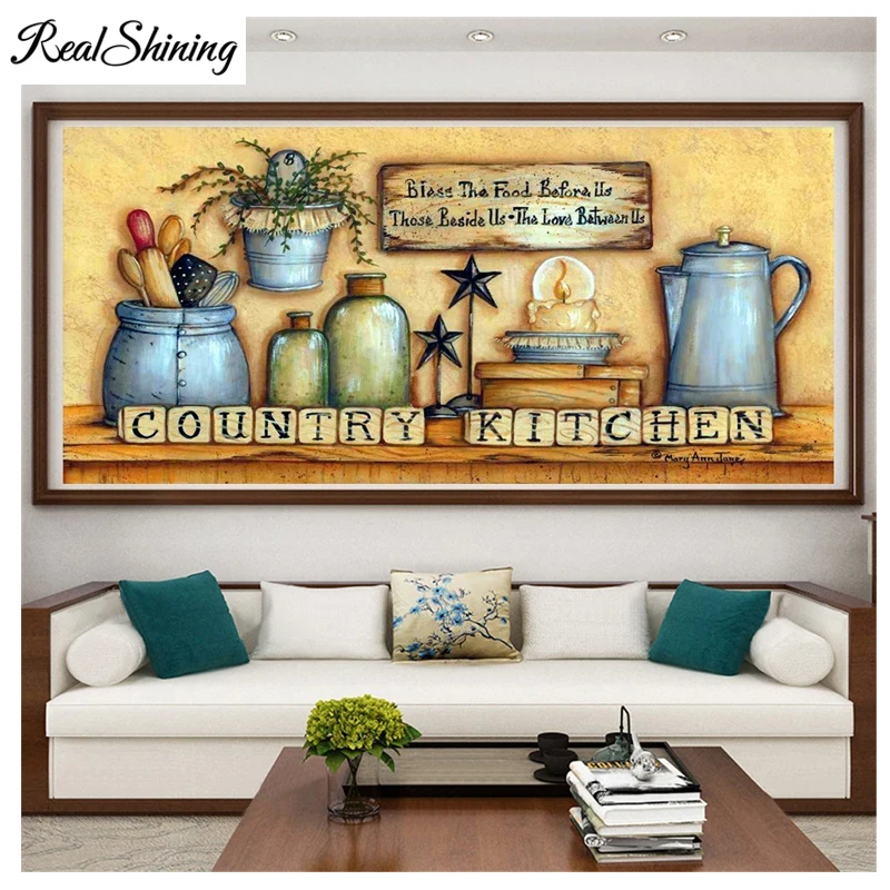 

large mosaic 5d icon Country Kitchen Bottle and Jar diamond embroidery cross stitch full square/round diamond painting FS4718