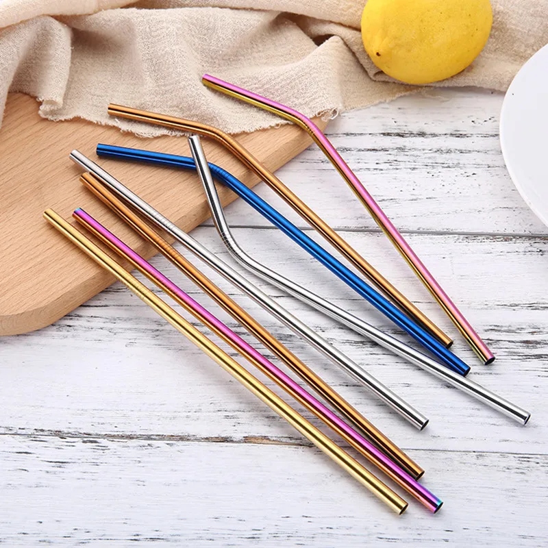 

30pcs Stainless Steel Straws Reusable Drinking Milk Tea Rainbow Colored Metal Straw For Home Party Bar Tool