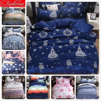 

Christmas Tree Pattern Blue Duvet Cover 3/4 pcs Bedding Set Adult Kids Child Soft Cotton Bed Linen Single Double Queen King Size