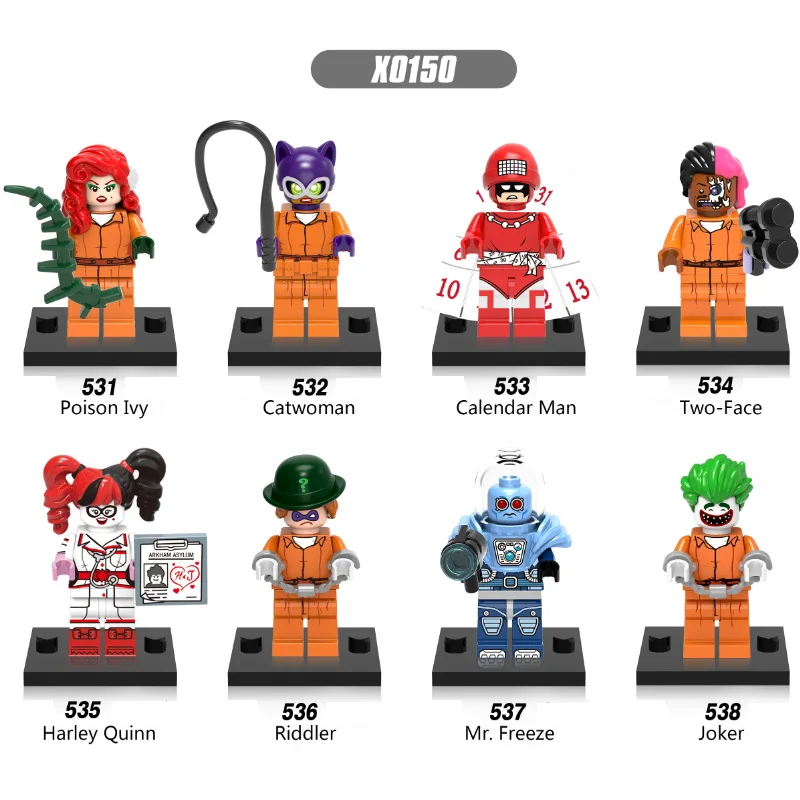 

Single Sale Super Heroes Poison Ivy Mr. Freeze Calendar Man Harley Quinn Riddler Batman Building Blocks Best Children Toys X0150