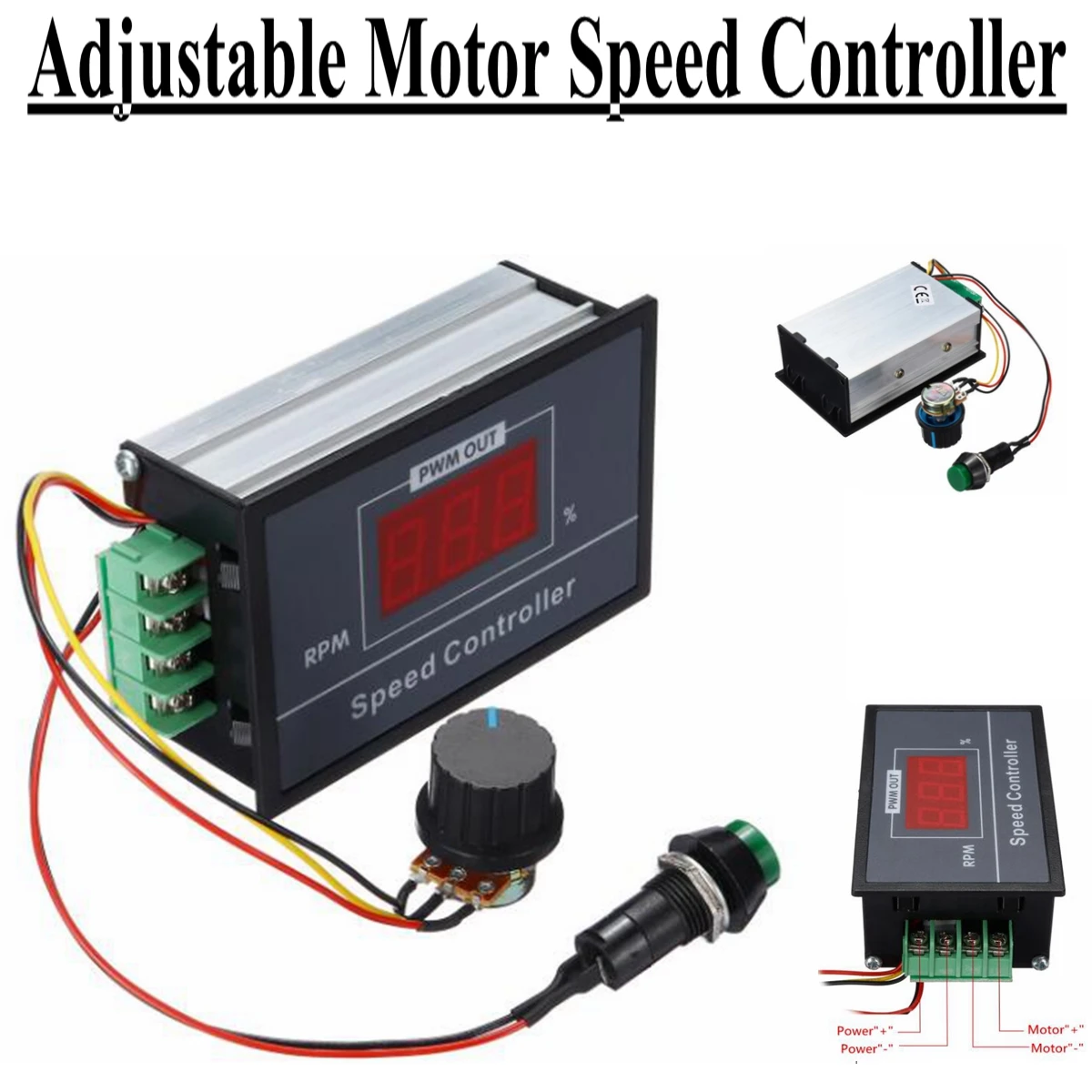

PWM Adjustable Motor Controller DC 6-60V 12V 24V 36V 48V 30A Start Stop Switch Longer Service Life Digital Display Potentiometer