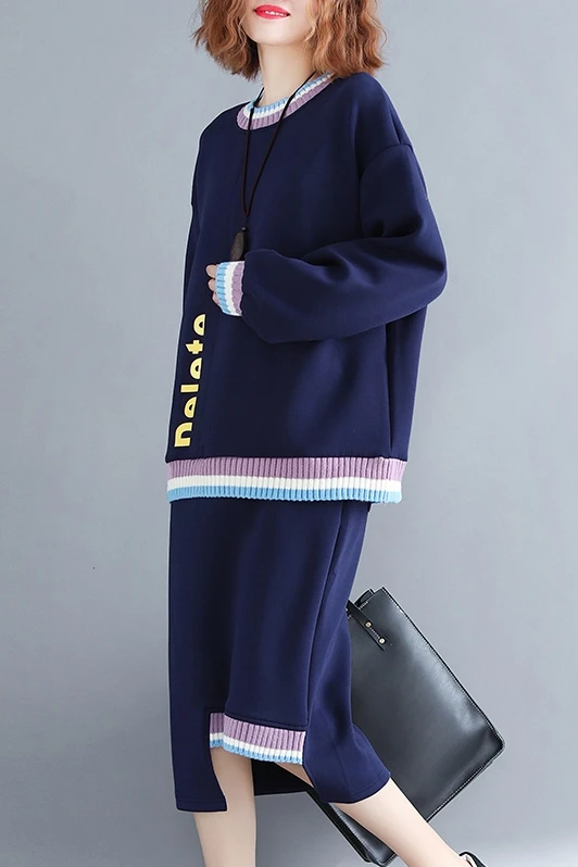 Women Autumn  Two Piece Tops and Skirts 2018 New  Fashion Casual Sweater Clothes For Female Plus Size Suits CH795 (1)