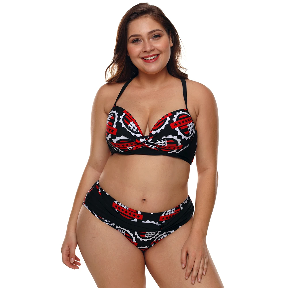 Plus-Size-Stars-Print-Pleated-Bikini-Swimsuit-LC410732-22-1