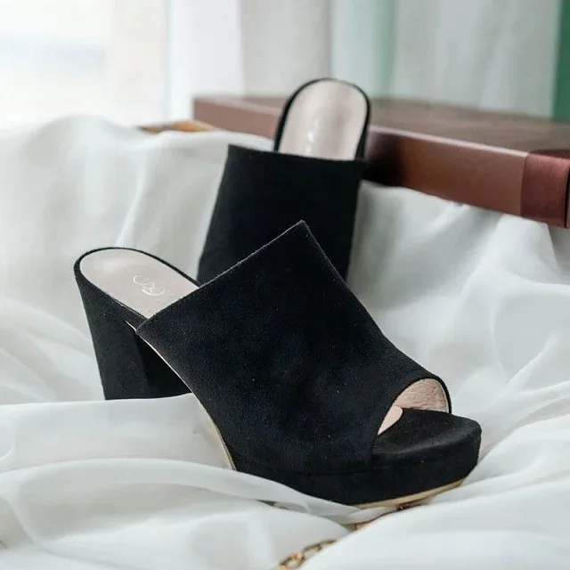 

2018 New Summer Casual Women's Female Sandals Square Heel Beach Sandals Pumps Chunky Heels Peep Toe Frosted Sandals