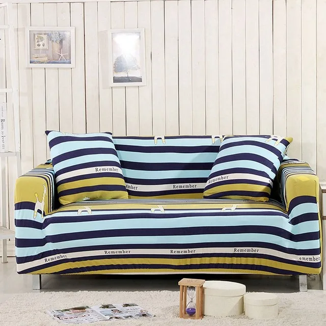 Blue Stripes Sofa Covers For Living Room Polyester blue pattern