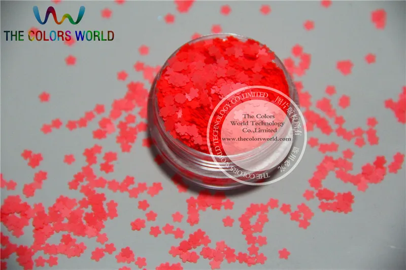 

Solvent resistant - Neon Pink Red Color Flower Shape Glitter Spangles for Nail Polish and Other DIY decoration 1Pack =50g