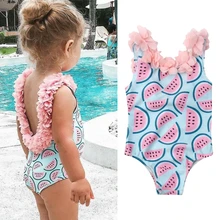 Новые летние детская одежда для девочек с шортами с принтом арбуза купальник цельное платье с цветочным рисунком, купальники, купальные костюмы милое летнее бикини