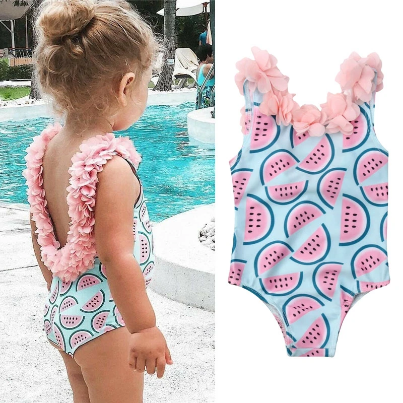 

Summer New Toddler Infant Baby Girls Watermelon Swimsuit One-piece Floral Swimwear Swimming Costume Summer Cute Bikini