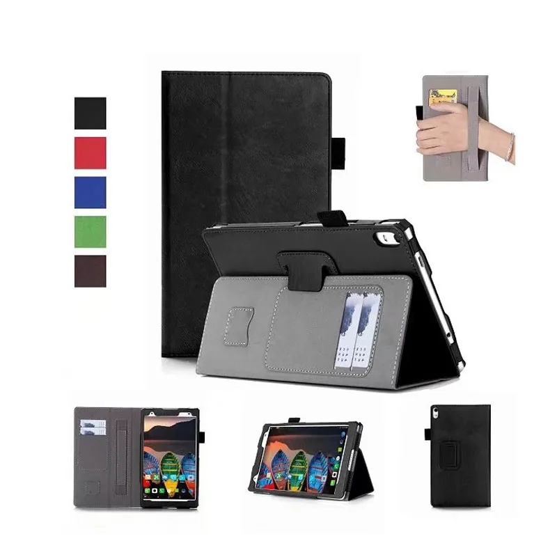 20PCS/Lot Luxury Folio Handstrap Cover For Lenovo Tab 4 8 Plus TB-8704 Tab4 10 Plus X704 Stand PU Case W/Card Slot