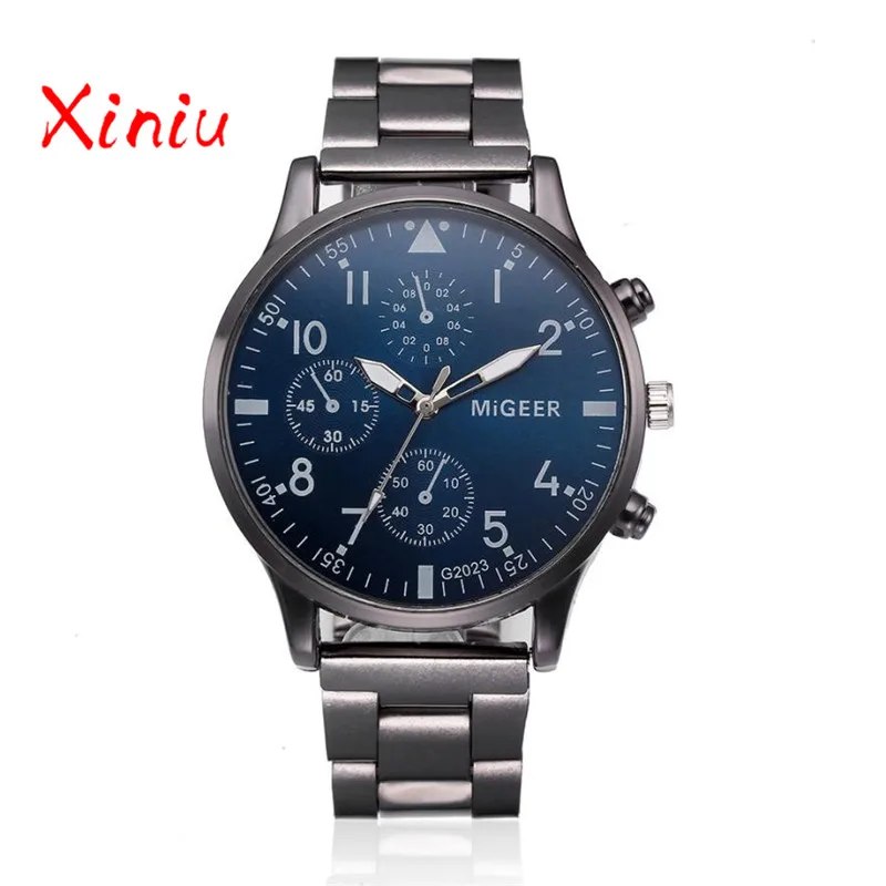 Men Quartz Watch Luxury Brand Business Three Eyes Stainless Steel Band Military Wrist Watch Relogios Masculino erkek kol saati -