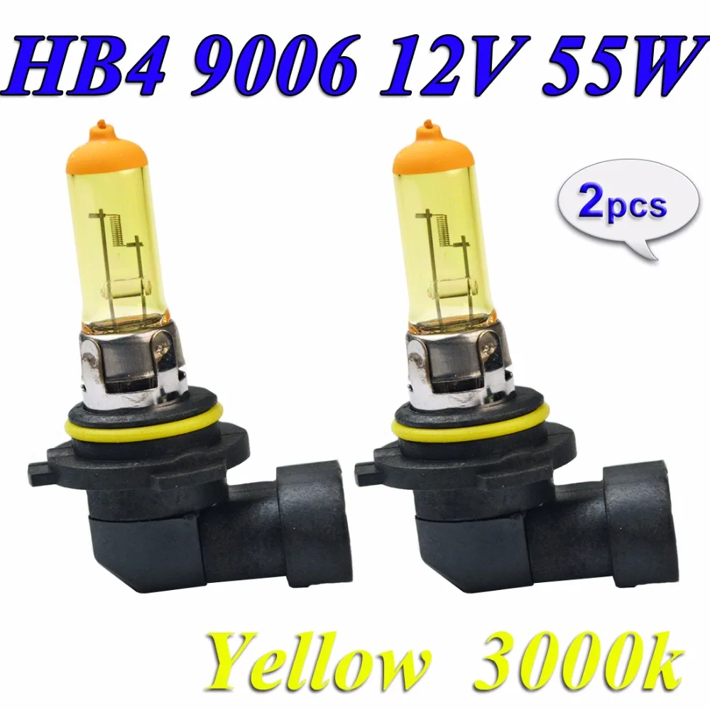 

Hippcron Halogen Lamp HB4 9006 2 PCS Yellow 12V 55W P22d 3000K Car HeadLight Bulb Quartz Glass