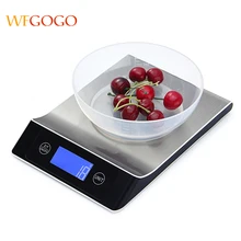 WFGOGO, цифровые кухонные весы, инструмент для приготовления пищи, электронные весы из нержавеющей стали, весы с ЖК-дисплеем, 5 кг/1 г