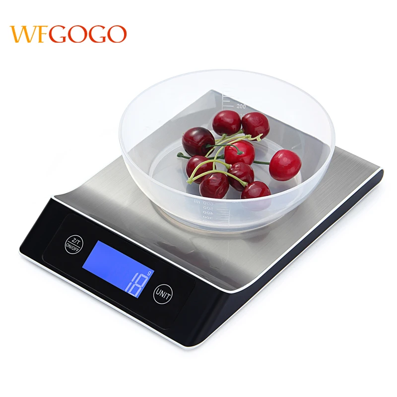 

WFGOGO Digital Kitchen Scales Cooking Measure Tool Stainless Steel Electronic Weight Scale LCD Display Scale 5kg/1g
