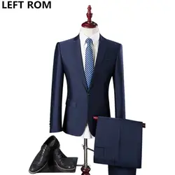 Слева Встроенная память (Куртки + жилет-Штаны) комплект из 3 предметов мужской костюм Slim Fit Свадебные Бизнес носить формальный Для мужчин