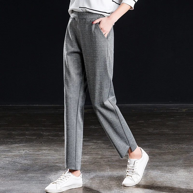 

Shangege autumn harem pants female high waist ankle length pants herringbone pattern loose waist casual pants