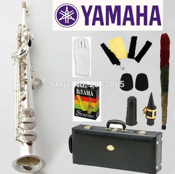Cheap Brand Soprano Saxophone YSS-475 Silvering B flat playing professionally one straight Top Musical Instruments professional grade