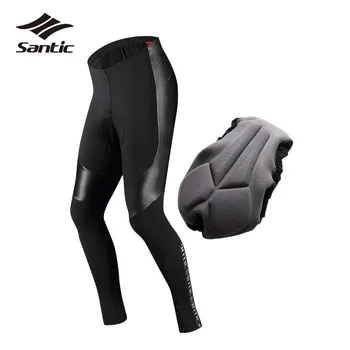 

Santic Winter Cycling Pants Men Long Length Fleece Warm Mountain Road Bike Pants Coolmax Padded Pants Sports Bicycle Tights