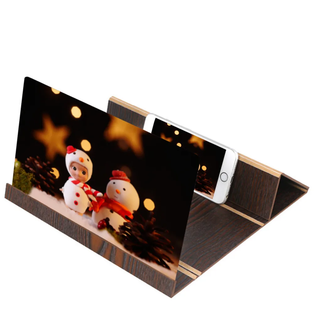 

3D Phone Screen Magnifier Stereoscopic Amplifying 12 Inch Desktop Wood Bracket 3D HD Movie Video Amplifier With Foldable Holder