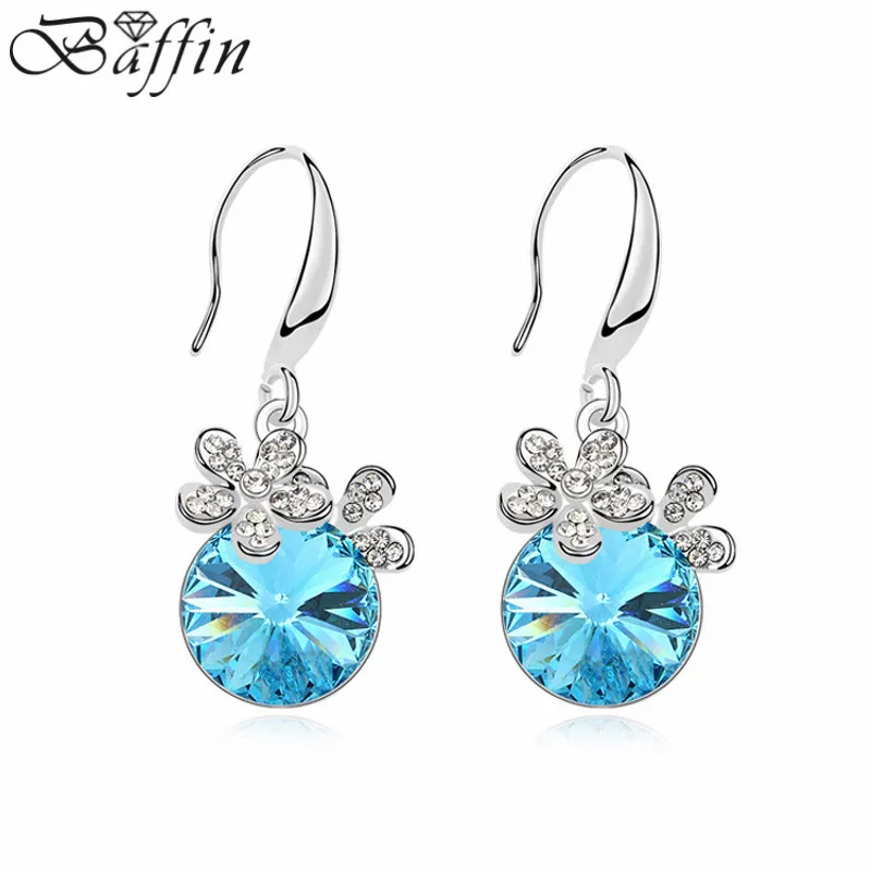 

Crystals from Swarovski Promotion Sale Trendy Women Earrings For Free Shipping Flower Drop Crystal Pierced