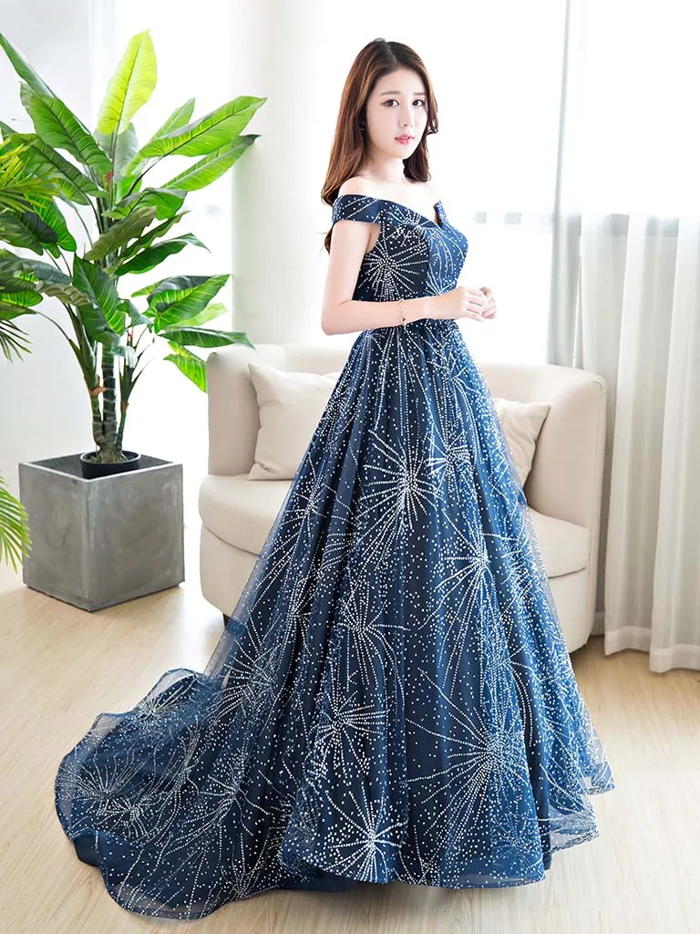 

Shinning Evening Dresses Female 2019 New Long-style Annual Meeting Elegant Banquet Slim Dress Sexy V-neck a Line Evening Gowns