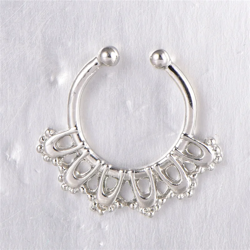 Top Sale Fake Nose Ring Jewelry Fake Septum Piercing Clicker Faux Clip