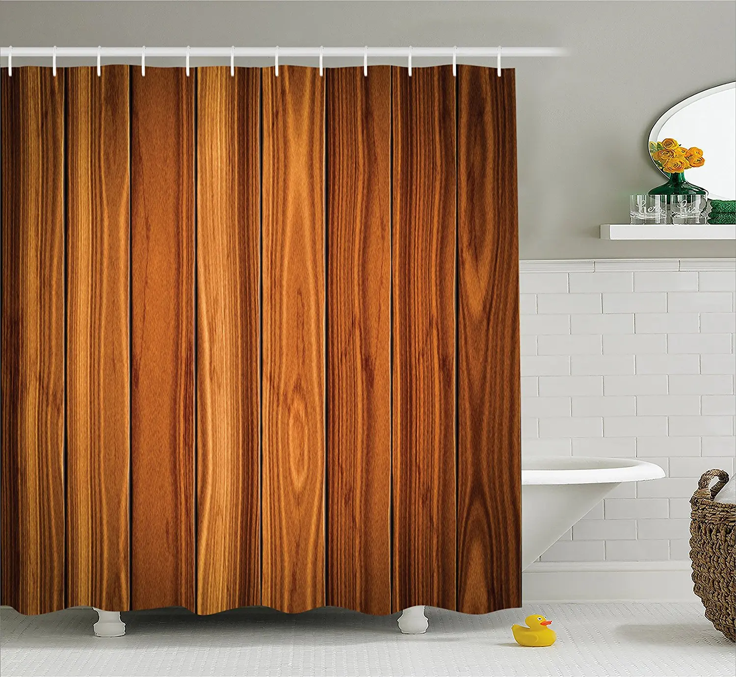 Rustic Home Decor Shower Curtain Tall Decorative Bound Wood Line Timber
