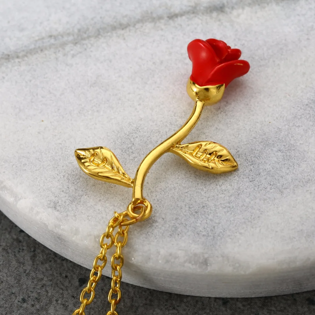 Red Rose Flower Statement Necklace Shellhard Bijoux Femme Collier Necklaces Pendant Trendy Women Jewelry Gift