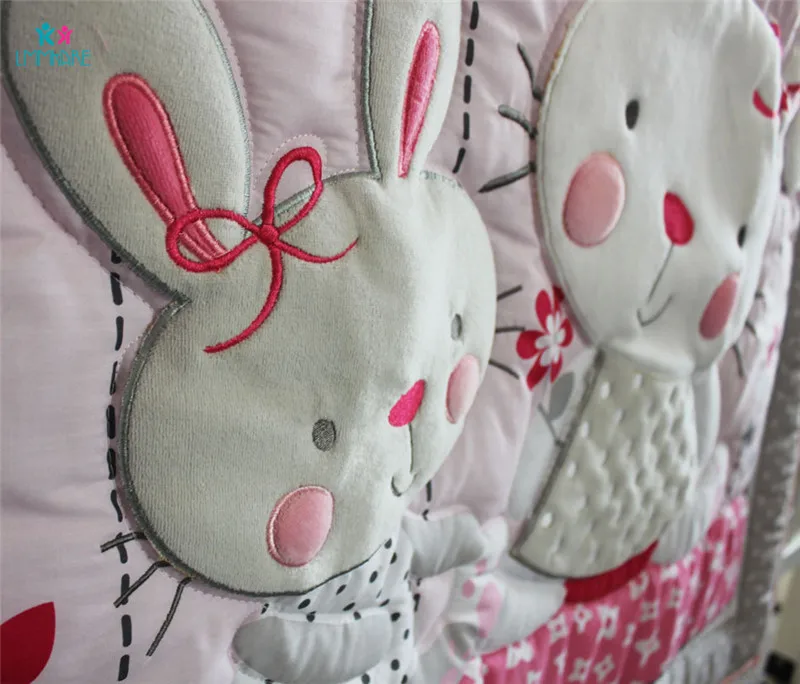 Розовые бамперы для новорожденных из хлопка, удобные дышащие простыни для маленьких девочек, постельные принадлежности с милыми рисунками
