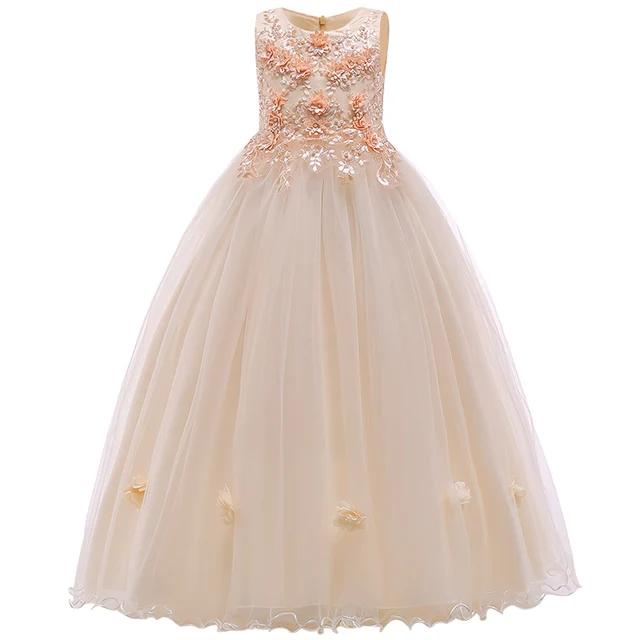 1233 32 De Réductionrobe De Princesse Pour Filles Gaze Cérémonie De Mariage Robe De Mariée Performance Piano Performance Broderie Robes De Fête