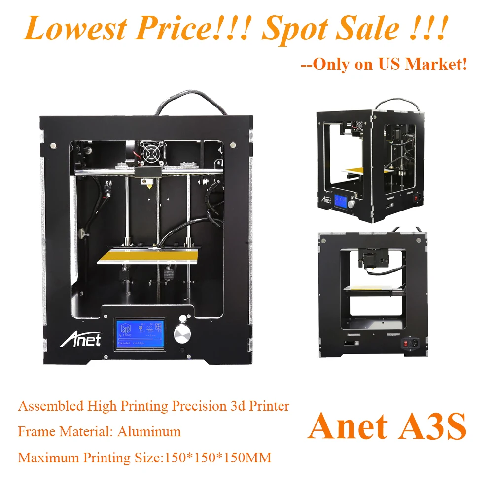 Anet A3S Высокое разрешение 3d принтер для продажи Полностью Собранный металлический 3d принтер машина большой размер 150*150*150 мм Impressora 3d