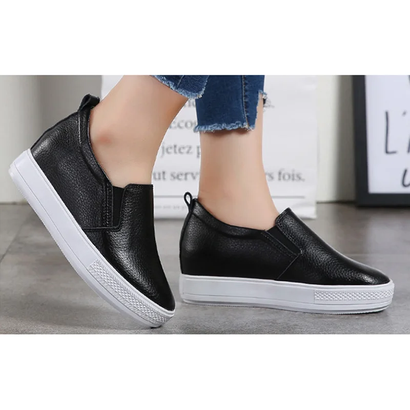 Женские криперы белые туфли на платформе вулканизированные Лоферы без застежки