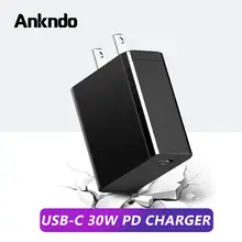 Ankndo быстрое зарядное устройство type C PD 30 Вт USB-C адаптер питания мобильное зарядное устройство type-C USB портативная Быстрая зарядка для мобильных телефонов и планшетов