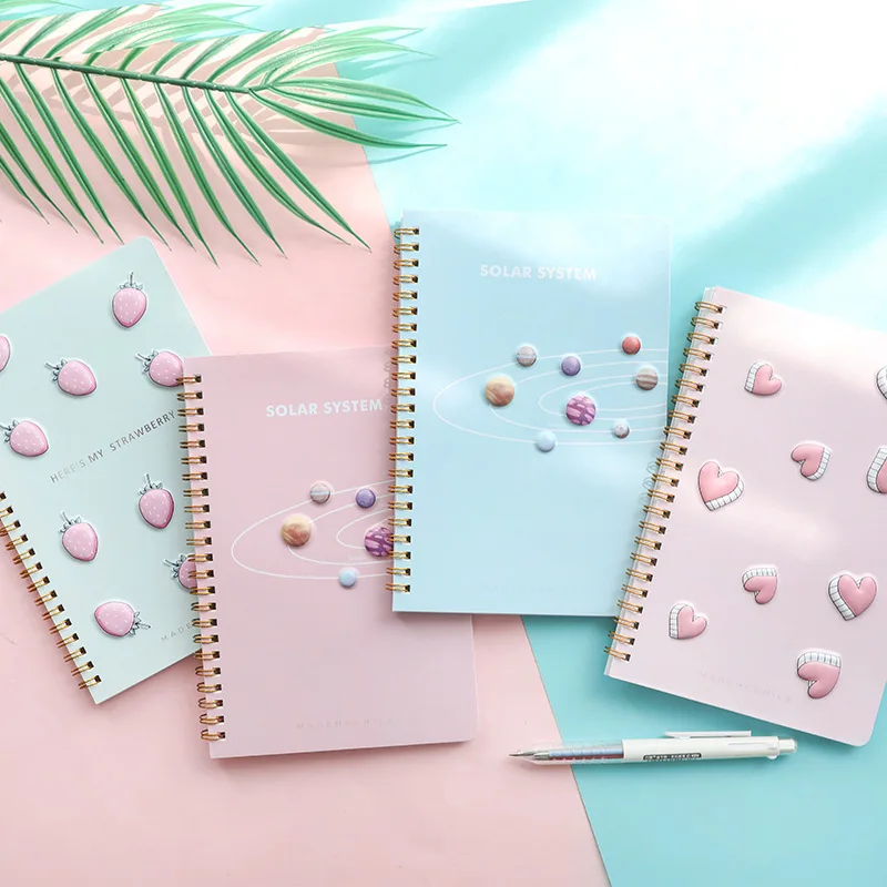 

1PC Three-dimensional Bulge Planets Strawberry Coil Notepad Personality Notebook Kawaii Stationery Diary Office School Supplies
