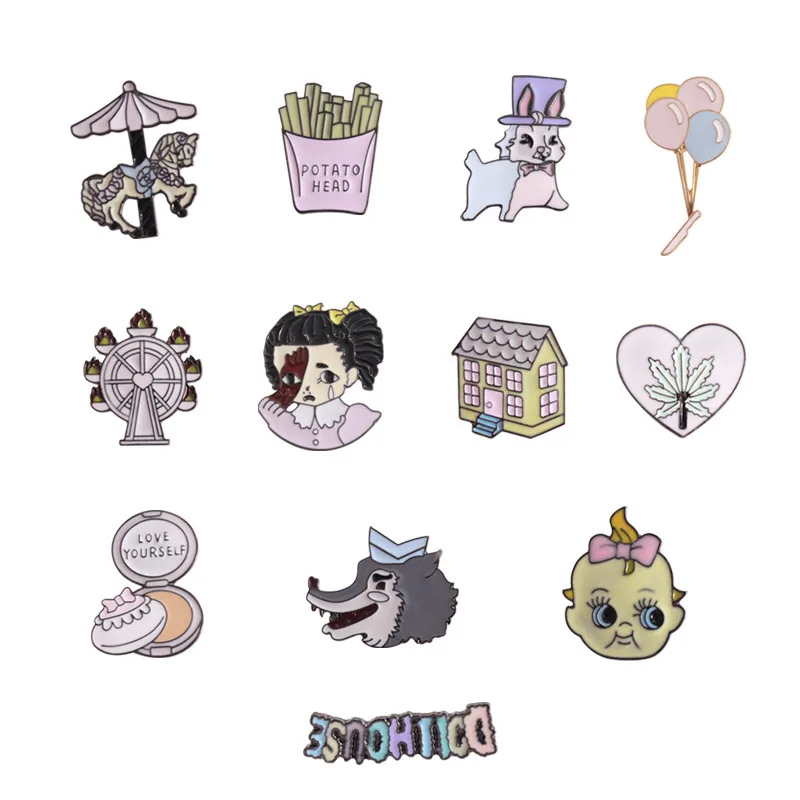 

Lavieen jewelry source factory wholesale color series girls, dog, Trojan horse foundation cartoon collection Brooch