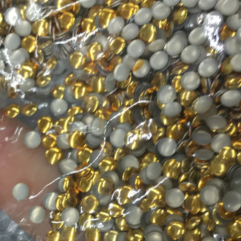 14400 шт/100 гр 3 мм Золотое круглое плоское железо на горячей фиксации nailheads Hotfix 3D