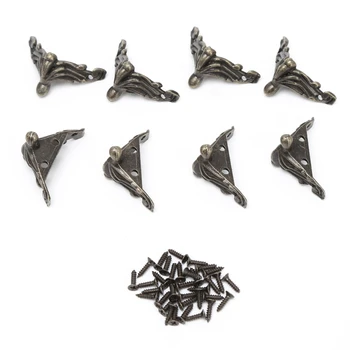 

8 Pcs/Set Decorative Antique Bronze Jewelry Gift Box Wood Case Feet Leg Corner Protector