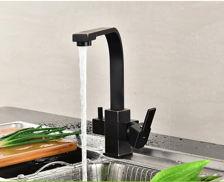 Бесплатная доставка 3 Way фильтр для воды очиститель воды смеситель для кухни Orb Медь смешивания кран Главная Кухня кран XT-52