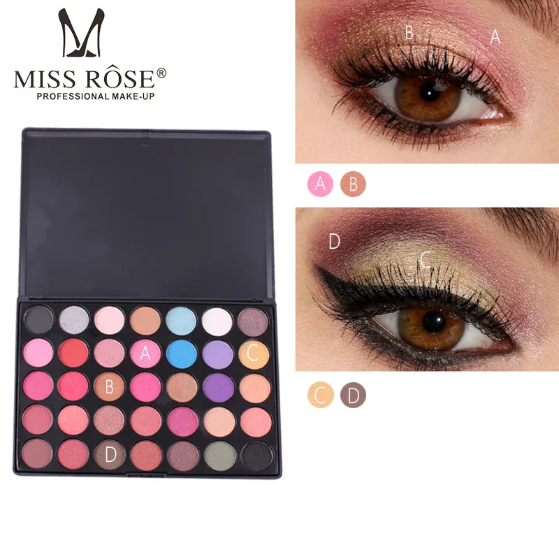 

MISS ROSE 35-Color Pearlescent Matte Eyeshadow Smoked Professional Makeup Multicolor Eyeshadow Palette