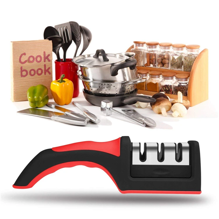 Knife Sharpener Professional Ceramic Tungsten Kitchen Sharpening System 3  Stage