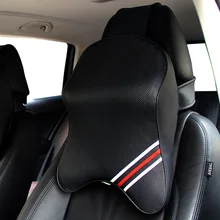 3D Memory Foam Car Leather Neck Pillow Super Soft Memory Foam Auto Seat Cover Head Neck Rest Cushion Headrest Flax Cloth Pillow