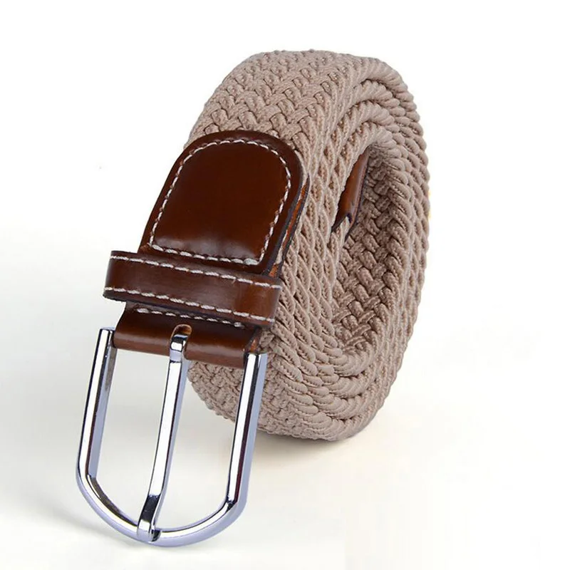 Buy Elastic Stretch Canvas Belts Leather Patch Knitted