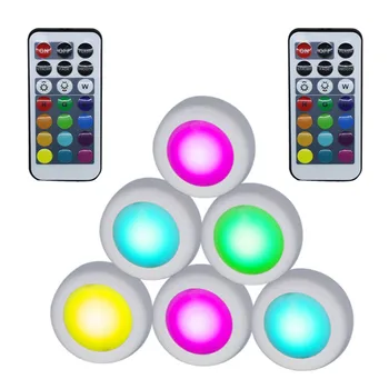 

6pcs LED Remote Control 12 Color Atmosphere Lamp Home Decoration Wall Lamp Light Under Cabinet Lighting Round Shape