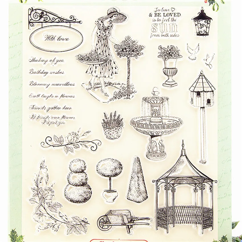

Wholesale Transparent Clear Stamps Pavilion girl Silicone Seals Roller Stamp DIY scrapbooking photo album/Card Making
