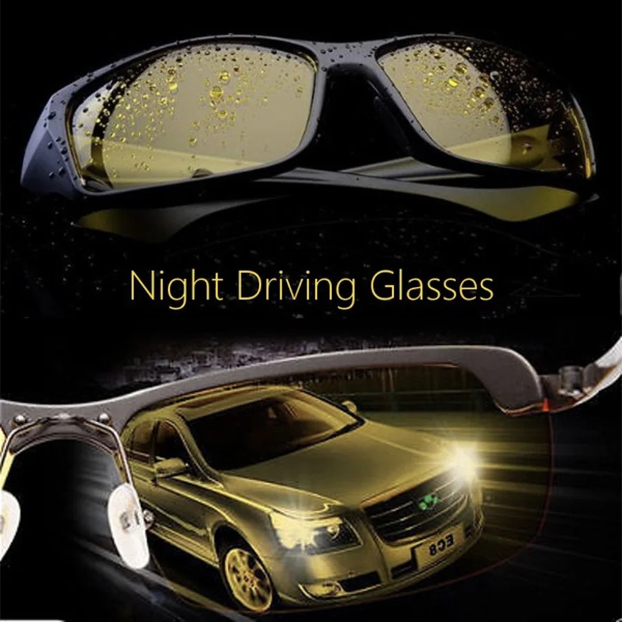 night vison driving glasses yellow black lense driver safety UV sunglasses goggles fashion men women day night glass