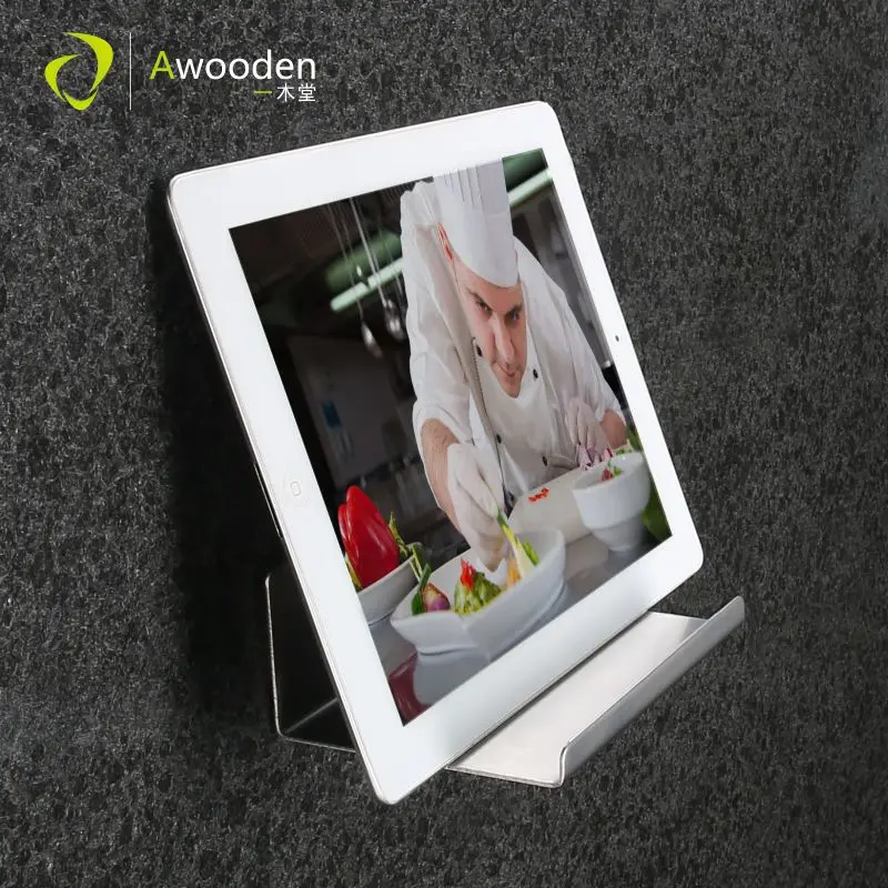 Awooden кухня ванна стена установленный держатель телефона ipad держатель из нержавеющей стали держатель коробки ткани