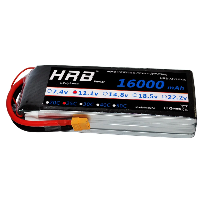 

HRB Drone FPV Lipo Battery 3S 16000mah 11.1V 25C Max 50C For Quadcopter Helicopter RC Airplane Multicopter