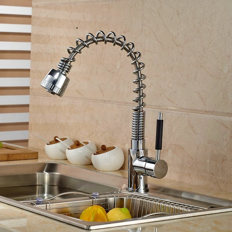 

Kitchen Sink Faucet Chorme Polish Tap Single Handle Hot&Cold Faucet Deck Mounted