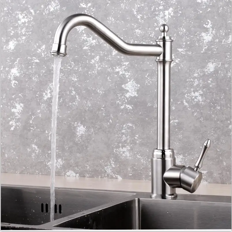 

Vintage European design kitchen faucet easy maintain brushed surface 304 stainless steel