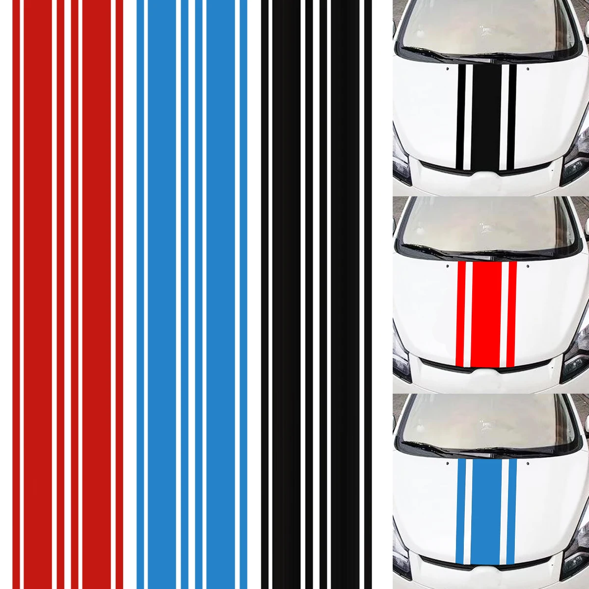

183x8CM PVC Material Stripe Pattern Creative Funny Car Sticker Accessories for Cars Hood